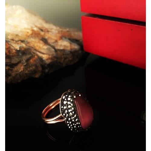 Dr Stone Natural Stone Women 'S Cat 'S Eye Stone rose gold plated Ring KRB204