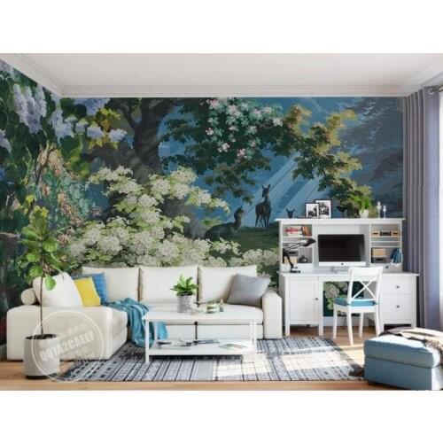 Custom Photo Wallpaper European Retro Hand Painted Tropical Plants Nostalgic Living Room Bedroom Sofa Home Decor 3D Wall Murals
