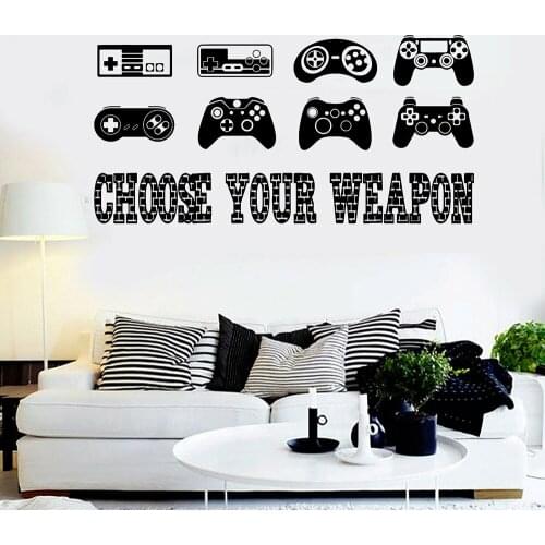 Game controller Vinyl Wall Decal Gaming Quote Joysticks Video Game Wall Stickers for Playroom Decoration Design Wallpaper C728