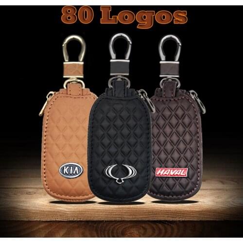 Leather Car Key Case With Car Logo For Land Rover A9 Sport 4Evoque Freelander 2 Discovery for Jaguar XE XJ XJL XF C-X16 Keychain