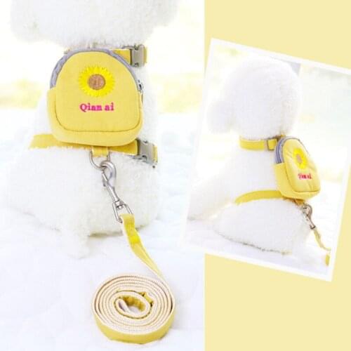 Cute Dog Harness Backpack With Leash Set For Small And Medium Dogs ,Adjustable Soft Pet Strap Dog Harness With Small Backpack
