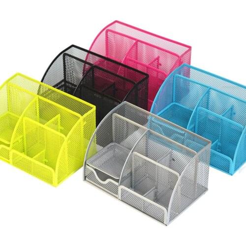 Multi-function Metal Mesh Desk Pen Pencil Holder Organizer Container Box Office