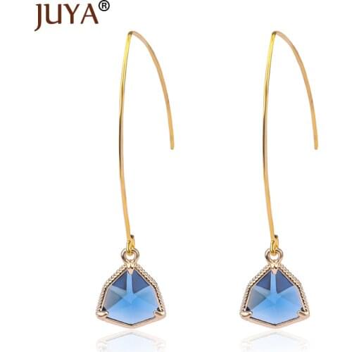 JUYA Trendy Long Earrings Fashion Luxury Glass Elegant Earrings for Women Wedding Patry Dangle Earrings Brincos Jewelry