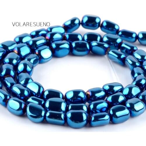 Natural Glossy Irregular Blue Hematite Stone Round Loose Beads For Jewelry Making 5-8mm Spacer Beads Fit Diy Bracelet 15