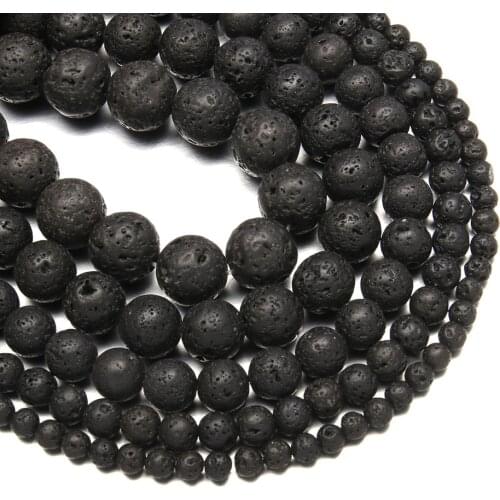 Natural Stone Lava Volcanic Stone Beaded Round shape Loose Spacer Bead for Jewelry Making DIY Bracelet Necklace Accessories