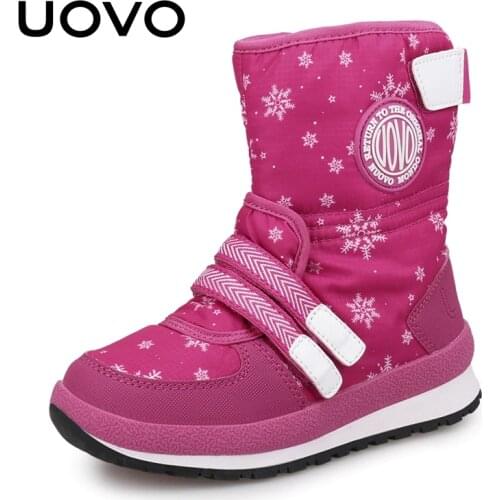 UOVO New Kids Snow Boots Water Proof For Boys And Girls Warm Winter Shoes Fashion Mid-Calf Children Footwear Size Eur #30-38