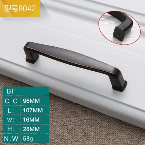 New Exquisite Cabinet USA European Black Handle Simple Black Bronze Handle Closet Drawer Cabinet Furniture Door Handle