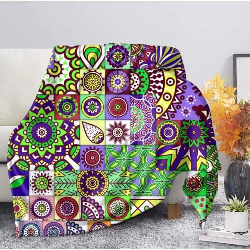 DARMIAN Mandala Tile Bohemian Pattern Sofa Fleece Blanket Sofa/Bedding Throw Blanket Soft Warm Quilt Adult Kids Travel Blanket