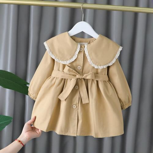 Autumn Fashion Kids Girl Trench Coats Long Sleeve Baby Long Outerwear Children Clothing Korean Version Style Girls Windbreaker