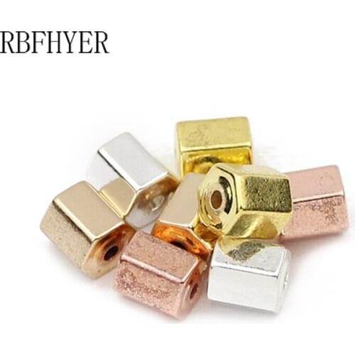 RBFHYER Hexagon Hematite Natural Stone Rose Gold Silvers Charm Spacers Loose Beads For Trendy Jewelry bracelets Making Diy 4x4mm