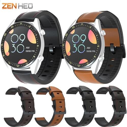 22mm Silicone & Leather Strap for Huawei Watch GT/GT2 Watchband Replacement Bracelet Band For Samsung Galaxy Watch 46mm