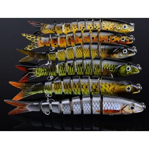 8 Sections Fishing Lure 0.75oz 19g/14cm 5.5" 6# Hook Multi Jointed Fishing Lure Bait Life-like Minnow Shad For Bass Pike