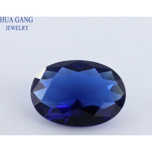 2x3~15x20mm Blue Color Oval Shape Loose Glass Beads Synthetic Gems For Jewelry Wholesale Free Shipping