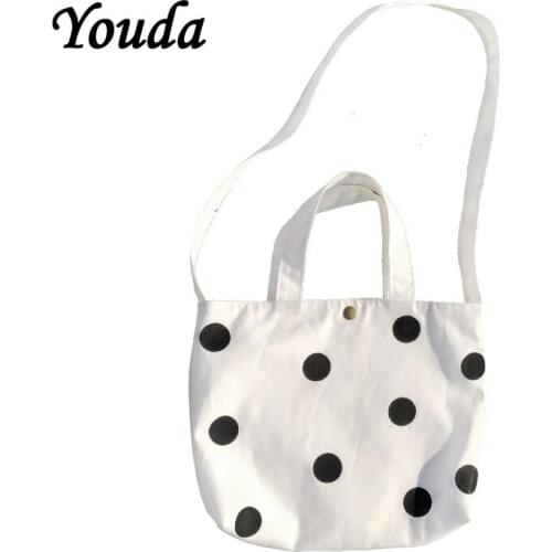 Youda Girl Polka Dot Cloth Crossbody Bags Cute Ladies Handbag Mini Casual Style Shoulder Bag Lazy Style Small Hanging Package