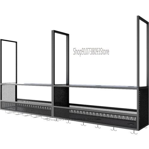 Industrial style bar wrought iron wine rack music restaurant solid wood hanger hanging rack wine cabinet goblet wine rack