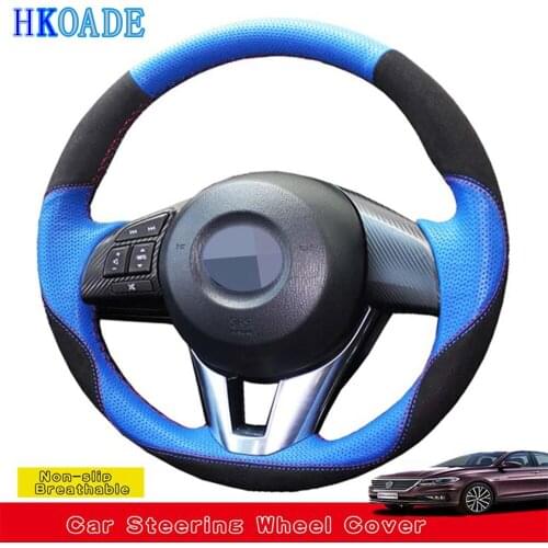 DIY Hand-stitched Soft Suede Leather Car Accessories Steering Wheel Cover For Mazda 3 CX-3 2016 Mazda CX-5 CX5 Atenza 2014
