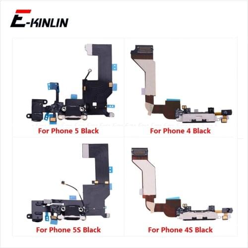 Charging Flex Cable For iPhone 5S 5C 5 4 4S USB Plug Charger Port Dock Connector With Mic Headphone Audio Jack Flex Cable
