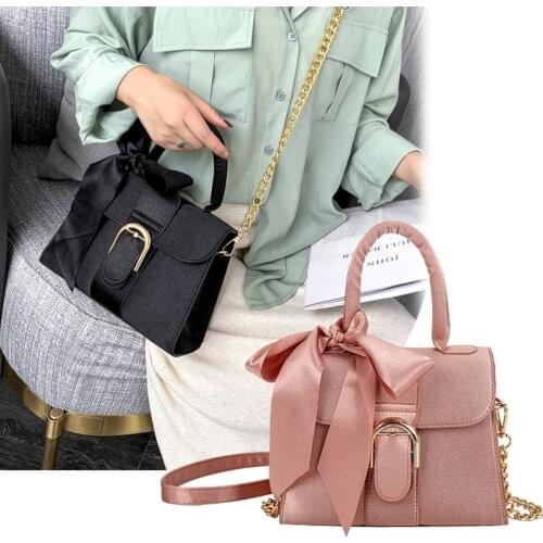 Bag Women 2021 New Wave Korean Version of The Silk Scarf Portable Messenger Bag Net Red Solid Color Fashion Casual Shoulder Bag