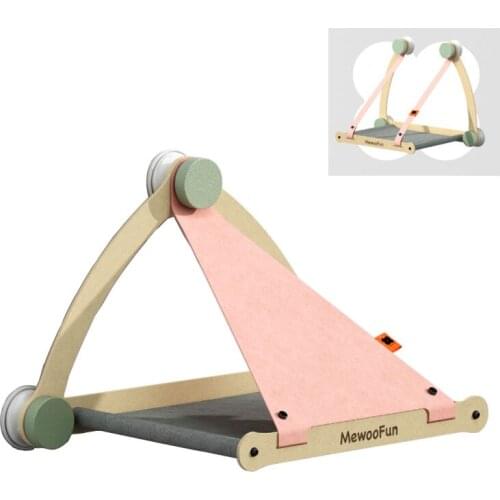 2 in 1 Window Shelves for Cats Wood Cat Hammock with Suction Cup Sunny Window Cat Bed House Mat Kitten Hanging Beds Bearing 15kg