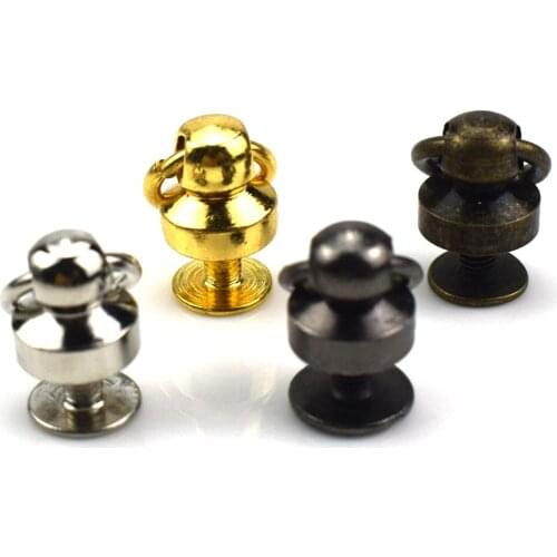 20PCS Metal Ball Post with O Ring Studs Rivets Nail Screwback Round Head Buckles Leather Craft Phone Case Decor Accessories 6MM