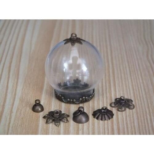 30x20mm Diy glass globe ball with bronze an crown cap finding Mini handmade glass vial jewelry pendant