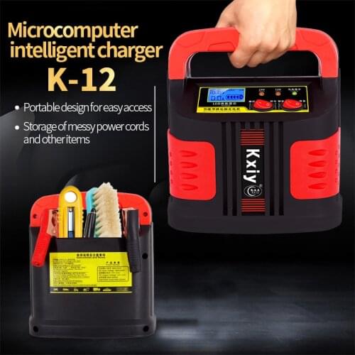 350W 14A PortableOBDIICAT-K12 Automatic Car Battery Charger Adjust LCD Smart Fast Power Charging for car motorcycle 12V-24V