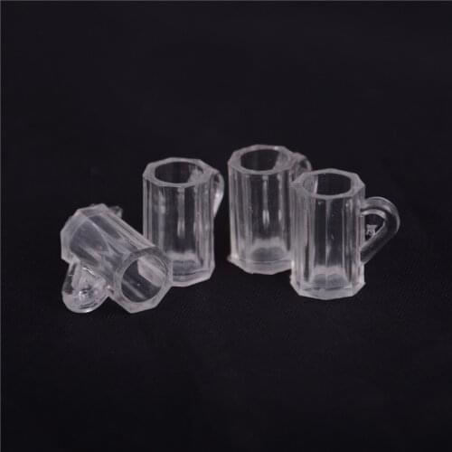 4Pcs Plastic Beer Mugs Cup 1/12 Dollhouse Miniature Classic Toys Christmas Gift Pretend Play Classic Toys for Children Kids