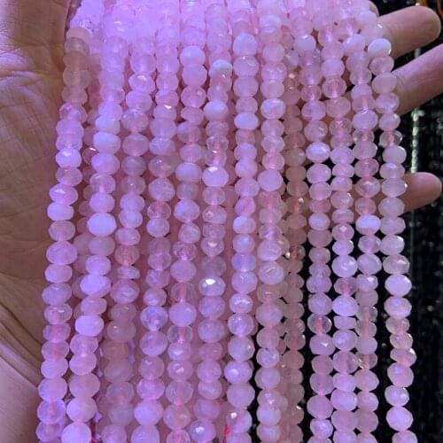 5x7-8mm Natural Rose Quartzs Beads 15'' Rondelle Faceted Spacer DIY Loose Beads For Jewelry Making beads Bracelet Necklace Gift