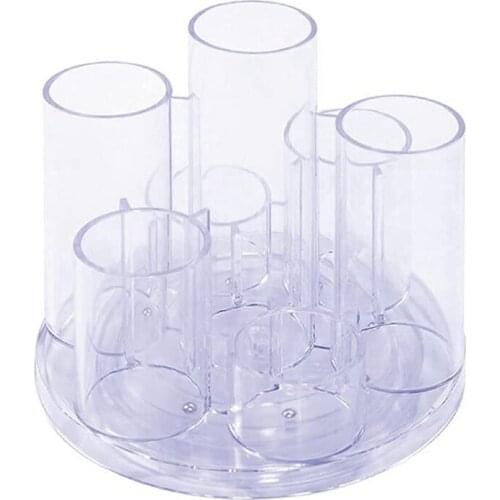 Acrylic Pen Holder 360 Rotating Desk Organizer Makeup Brush Storage Box Clear Display for School Home Office