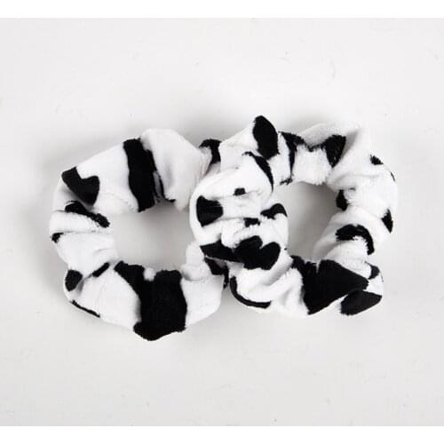 Cow Pattern Velvet Hair Ring Scrunchie Girls Elastic Hair Bands Tie Headdress Rubber Band Accessories Tie Hair Rope Ponytail