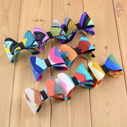 Express free 3.2'' Solid 3D bowknot without clip magic Super Hard PVC Satin Bow For girls Hair Accessories DIY HDJ38