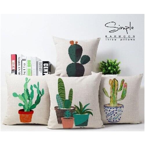 Free shipping/rural style cactus plant cotton pillowcase cushion for leaning on of 43 * 43 No Inner