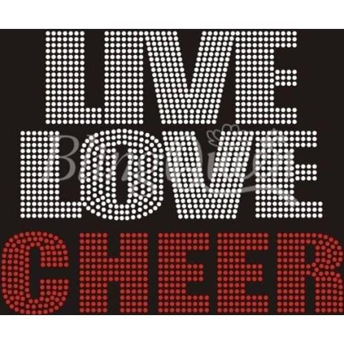 BlingQueen 25PCS/LOT Korean Rhinestone Transfers Live Love Cheer Design