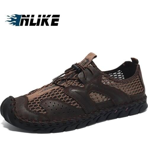 Big Size Summer Beach Breathable Men Sandals Genuine Leather Mens Sandal