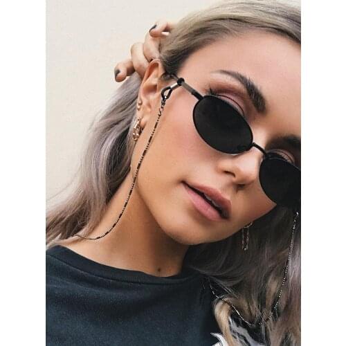 Goth Women Fashion Plated Black Sunglasses Chains Gold Eyeglasses Chains Sunglasses Lanyard Necklace Eyewear Retainer