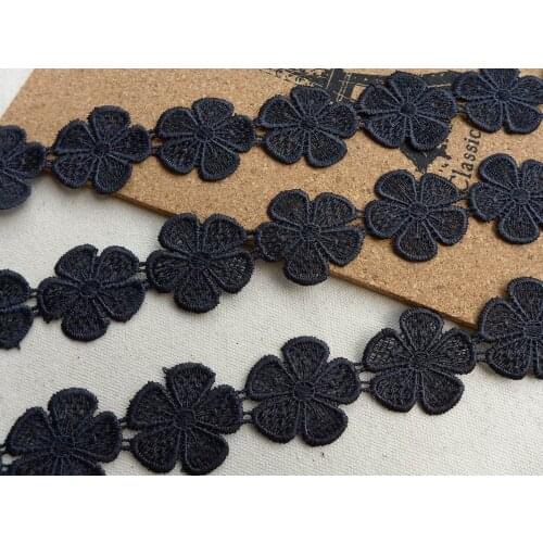 Black Flower Petal Lace, Venice Lace Applique, Black Flower Applique, Sewing Lace 2 yards