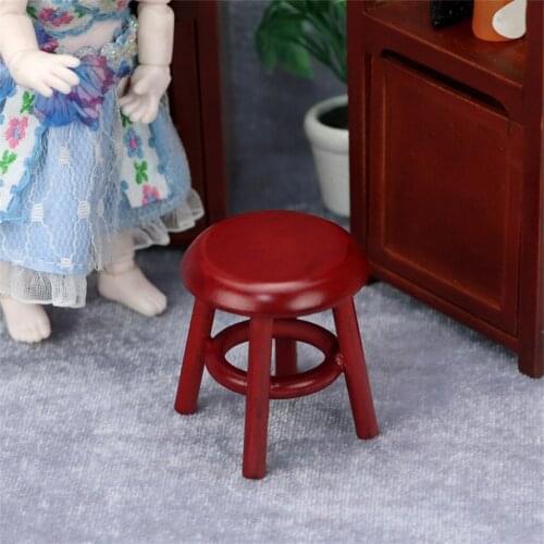 Handcrafted Solid Birch Wooden Stool 1:12 Scale Dollhouse Bar Creative Modern Furniture Life Scene Ornament Accessory