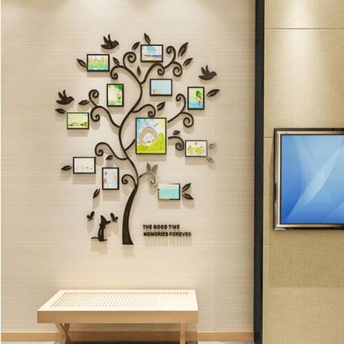 DIY Tree Wall Sticker With Photo Frames 3D Wall Decals Painting Wallpaper Murals Living Room Hallway Decor Acrylic Posters Stick
