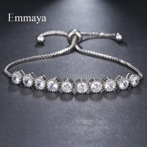Emmaya Brand Fashion Simple Charm Multicolor Adjustable Round Crystal AAA Zircon Bracelets For Woman Elegance Wedding Party Gift