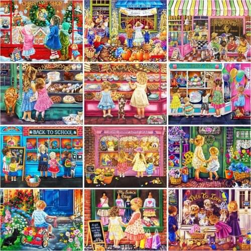 Evershine 5D DIY Diamond Painting Children Cross Stitch Diamond Embroidery Store Landscape Handmade Gift Home Decorations