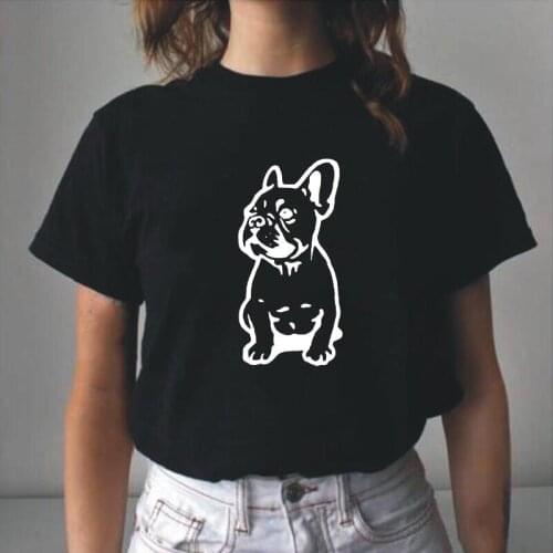 Summer Cotton Short Sleeve Tee Shirt Femme Harajuku Funny FRENCH BULLDOG Print T Shirt Women Tops Casual T-shirts Camiseta Mujer