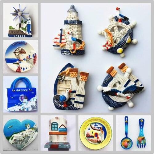 Greece Santorini Tourist Souvenir Fridge Magnets Decoration Articles Handicraft Magnetic Refrigerator Collector Collection Gifts