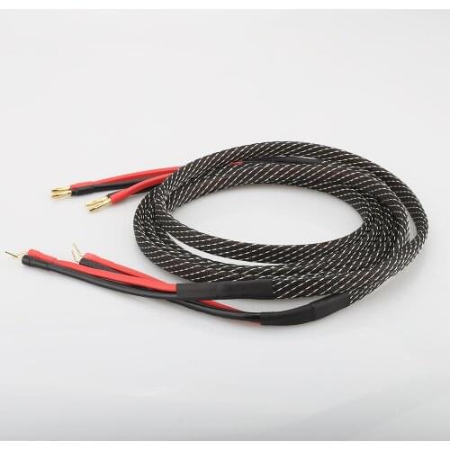 Audiocrast Pair Pure copper loudspeaker cable HIFI Banana plug to pin plug speaker cable Center Audio Speaker cable