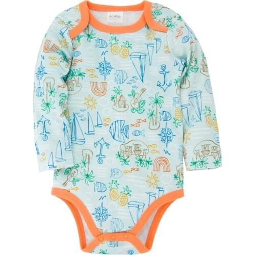 Kavkas Baby Boy Clothes Spring And Autumn O-Neck Tropical Printing 100%Cotton Rompers Playsuits vetements bebe garçon