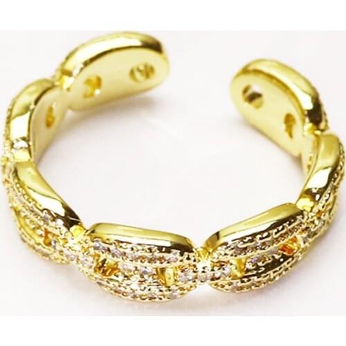 10 piece Pig nose Rings pave zircon rings Open jewelry rings Gold color jewelry rings Gift for women jewelry Gift 51322