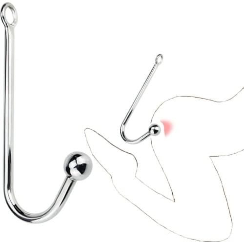 Metal Anal Hook Prostate Massage Gay Butt Plug with Ball Anal Plug Dilator Sex Toys for Men and Women