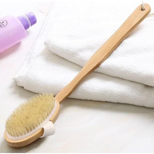 Natural Bristle Bath Brush Long Handle Wooden Bristles Soft Hair Rub Back Shower Brush Remove The Horny Lazy Body Massage Brush