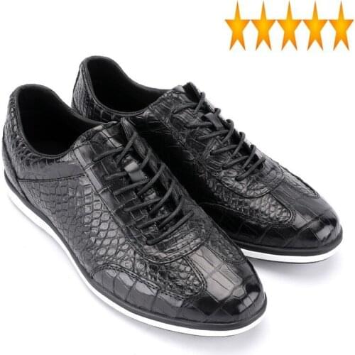 Natural Luxury Business Men Casual Crocodile Skin Lace Up Genuine Leather Joggers Sneakers 2021 New Fashion Trainers Shoes