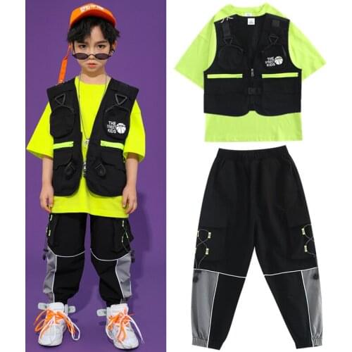 New Hip Hop Dance Outfit For Boys Cool Hiphop Vest Tops Pants Street Casual Rave Clothes Modern Ballroom Dancing Costume BL5193