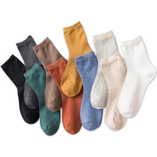 New Color Harajuku Retro Women Lady Cotton Loose Socks Spring Autumn Winter In Tube Korean Designer Cute Socks